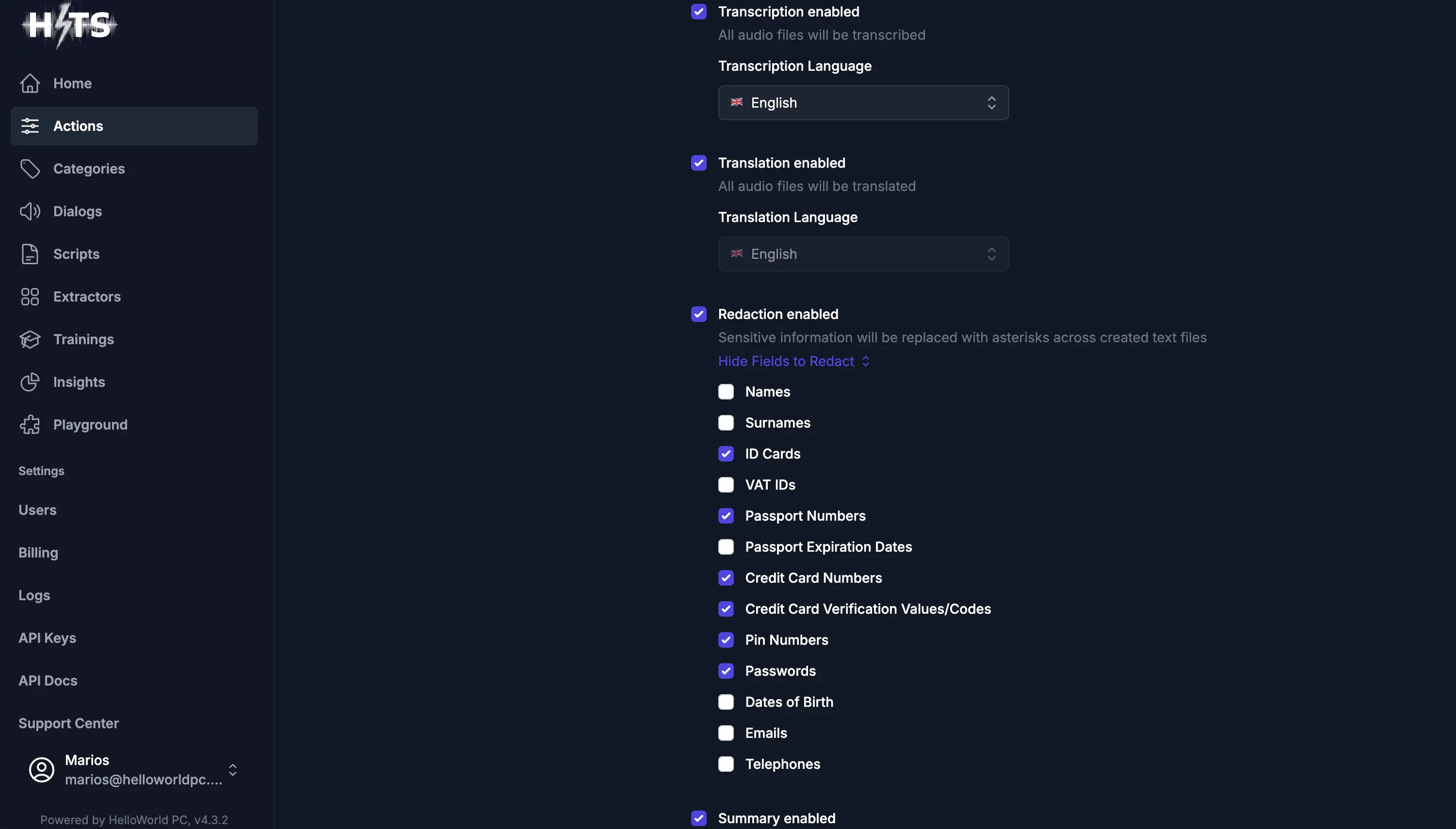 Select the right redaction fields occasionally