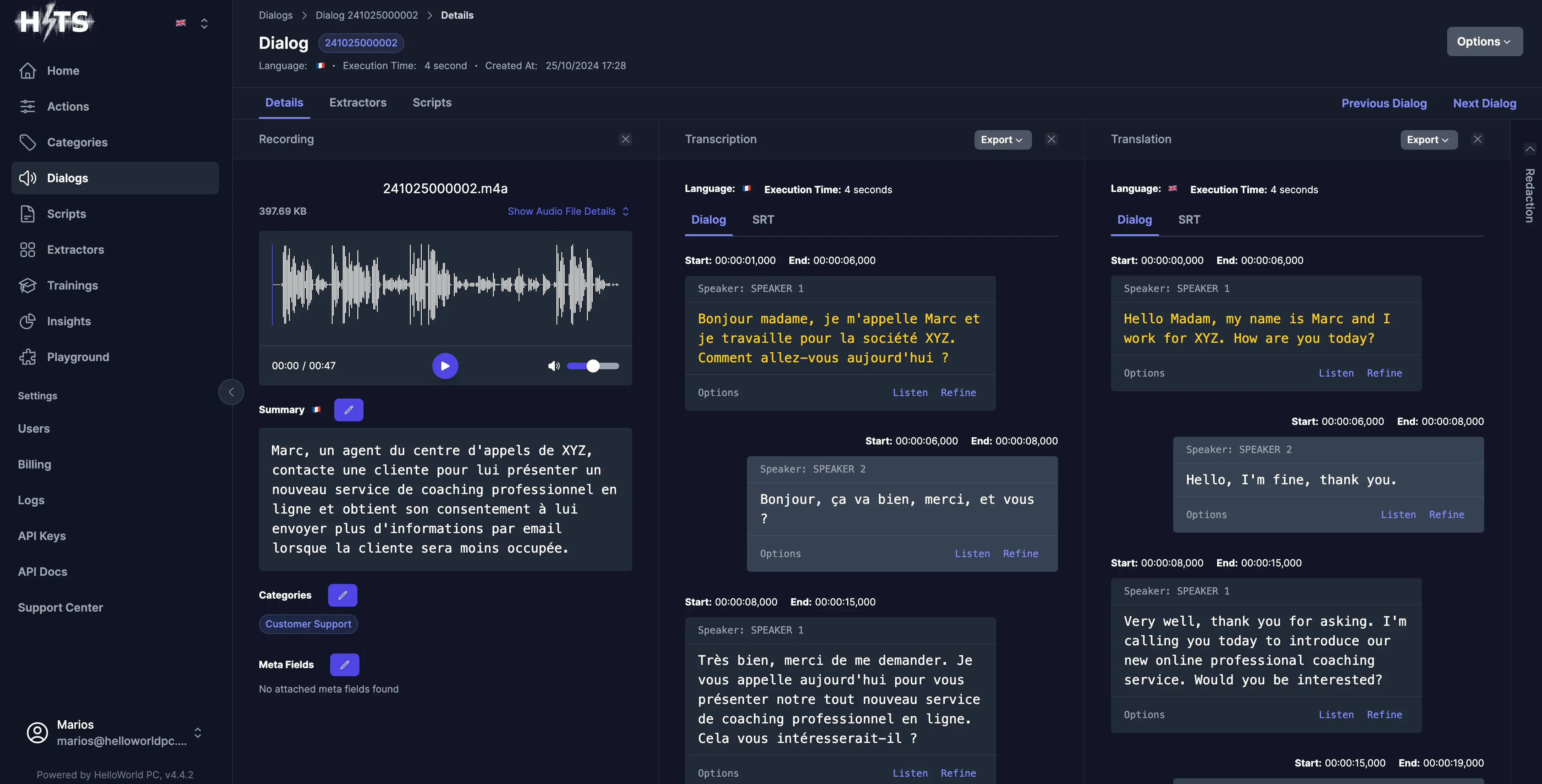 French transcription and diarization